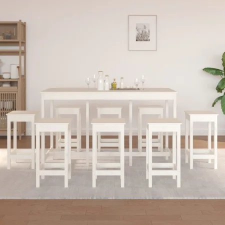 Set de bar 9 piezas madera maciza de pino blanco de vidaXL, muebles para cocinas y comedores - Ref: Foro24-3124718, Precio: 5...