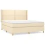 Box spring bed with cream fabric mattress 160x200 cm by vidaXL, Beds and slatted bases - Ref: Foro24-3131926, Price: 590,82 €...