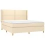 Box spring bed with cream fabric mattress 160x200 cm by vidaXL, Beds and slatted bases - Ref: Foro24-3131926, Price: 590,82 €...