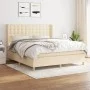 Box spring bed with cream fabric mattress 160x200 cm by vidaXL, Beds and slatted bases - Ref: Foro24-3132326, Price: 602,97 €...