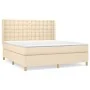 Box spring bed with cream fabric mattress 160x200 cm by vidaXL, Beds and slatted bases - Ref: Foro24-3132326, Price: 602,97 €...