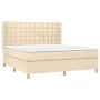 Box spring bed with cream fabric mattress 160x200 cm by vidaXL, Beds and slatted bases - Ref: Foro24-3132326, Price: 602,97 €...