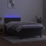 Box spring bed with mattress and LED dark gray velvet 100x200 cm by vidaXL, Beds and slatted bases - Ref: Foro24-3134448, Pri...