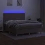 Box spring bed with mattress and LED lights taupe gray fabric 160x200 cm by vidaXL, Beds and slatted bases - Ref: Foro24-3135...