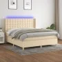 Cama box spring colchón y luces LED tela crema 160x200 cm de vidaXL, Camas y somieres - Ref: Foro24-3139210, Precio: 614,49 €...