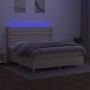 Cama box spring colchón y luces LED tela crema 160x200 cm de vidaXL, Camas y somieres - Ref: Foro24-3139210, Precio: 624,94 €...