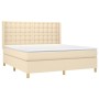 Cama box spring colchón y luces LED tela crema 160x200 cm de vidaXL, Camas y somieres - Ref: Foro24-3139210, Precio: 624,94 €...
