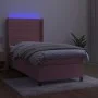 Box spring bed with mattress and LED pink velvet 80x200 cm by vidaXL, Beds and slatted bases - Ref: Foro24-3139594, Price: 33...