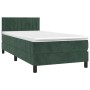 Cama box spring con colchón terciopelo verde oscuro 80x200 cm