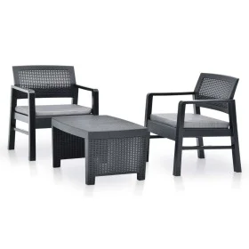 3-teiliges Gartenmöbel-Set aus anthrazitgrauem Kunststoff von vidaXL, Gartensets - Ref: Foro24-48824, Preis: 202,37 €, Rabatt: %