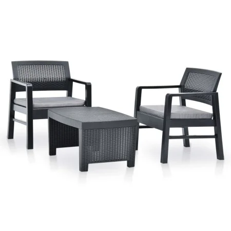 3-teiliges Gartenmöbel-Set aus anthrazitgrauem Kunststoff von vidaXL, Gartensets - Ref: Foro24-48824, Preis: 202,36 €, Rabatt: %
