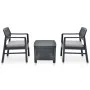 3-teiliges Gartenmöbel-Set aus anthrazitgrauem Kunststoff von vidaXL, Gartensets - Ref: Foro24-48824, Preis: 202,36 €, Rabatt: %