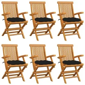 Garden chairs 6 pcs solid teak wood with black cushions by vidaXL, Garden chairs - Ref: Foro24-3062563, Price: 446,43 €, Disc...