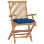 Garden chairs 4 pcs solid teak wood with blue cushions by vidaXL, Garden chairs - Ref: Foro24-3065642, Price: 395,52 €, Disco...