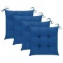 Gartenstühle 4 Stück aus massivem Teakholz mit blauen Kissen von vidaXL, Gartenstühle - Ref: Foro24-3065642, Preis: 361,40 €,...