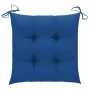 Sillas de jardín 4 uds madera maciza de teca con cojines azules de vidaXL, Sillas de jardín - Ref: Foro24-3065642, Precio: 36...