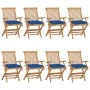 Gartenstühle 8 Stück aus massivem Teakholz mit blauen Kissen von vidaXL, Gartenstühle - Ref: Foro24-3072914, Preis: 625,98 €,...