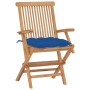 Gartenstühle 8 Stück aus massivem Teakholz mit blauen Kissen von vidaXL, Gartenstühle - Ref: Foro24-3072914, Preis: 625,98 €,...