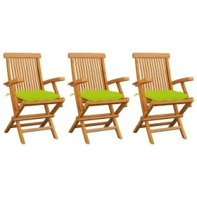 Garden chairs 3 pcs teak wood and bright green cushions by vidaXL, Garden chairs - Ref: Foro24-3062540, Price: 231,27 €, Disc...