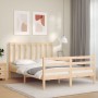 Double bed frame with solid wood headboard by vidaXL, Beds and slatted bases - Ref: Foro24-3193826, Price: 116,63 €, Discount: %