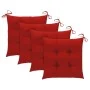 Sillas de jardín 3 uds madera maciza de teca con cojines rojos de vidaXL, Sillas de jardín - Ref: Foro24-3062535, Precio: 234...