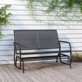 Black steel and textilene garden rocking bench 120.5x76x86.5 cm by vidaXL, Garden rockers - Ref: Foro24-362708, Price: 146,29...