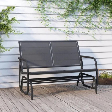 Black steel and textilene garden rocking bench 120.5x76x86.5 cm by vidaXL, Garden rockers - Ref: Foro24-362708, Price: 146,29...