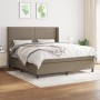 Cama box spring con colchón tela gris taupe 160x200 cm