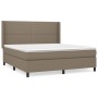 Box spring bed with taupe gray fabric mattress 160x200 cm by vidaXL, Beds and slatted bases - Ref: Foro24-3131365, Price: 596...