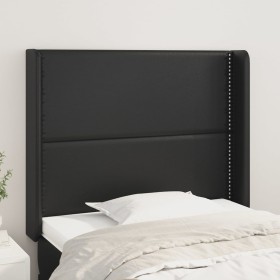 Cabecero con orejas de cuero sintético negro 103x16x118/128 cm en Cabeceros y pies de cama | Comprar online en Foro24