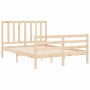 Double bed frame with solid wood headboard by vidaXL, Beds and slatted bases - Ref: Foro24-3193826, Price: 116,63 €, Discount: %