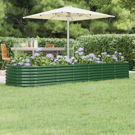 Green powder coated steel flower bed planter 296x80x36 cm by vidaXL, Pots and planters - Ref: Foro24-318923, Price: 69,42 €, ...