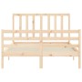Double bed frame with solid wood headboard by vidaXL, Beds and slatted bases - Ref: Foro24-3193826, Price: 116,63 €, Discount: %