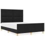 Estructura de cama con cabecera Negro 140 x 190 cm tela
