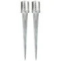 Picas de tierra 2 unidades acero galvanizado plateado 12x91 cm by vidaXL, Spikes for anchoring in the ground - Ref: Foro24-14...