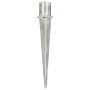 Picas de tierra 2 unidades acero galvanizado plateado 12x91 cm by vidaXL, Spikes for anchoring in the ground - Ref: Foro24-14...