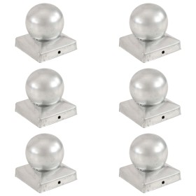 Pfostenkappen 6 Stück aus verzinktem Metall, Kugelende 91x91 mm. von vidaXL, Zubehör für Tore und Zäune - Ref: Foro24-145499,...