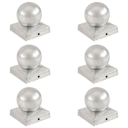 Tapas para postes 6 uds metal galvanizado globo final 91x91 mm