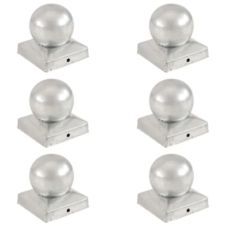 Tapas para postes 6 uds metal galvanizado globo final 91x91 mm de vidaXL, Accesorios para rejas y vallas - Ref: Foro24-145499...