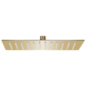 Cabezal ducha efecto lluvia acero inox cuadrado dorado 30x20cm