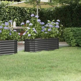 Pflanzgefäß aus Stahl mit anthrazitfarbener Pulverbeschichtung, 114x40x36 cm. von vidaXL, Töpfe und Pflanzgefäße - Ref: Foro2...