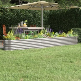 Jardinera arriate acero recubrimiento polvo plata 332x40x36 cm by vidaXL, Pots and planters - Ref: Foro24-318887, Price: 66,5...