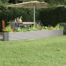 Jardinera arriate acero recubrimiento polvo plata 332x40x36 cm by vidaXL, Pots and planters - Ref: Foro24-318887, Price: 72,8...