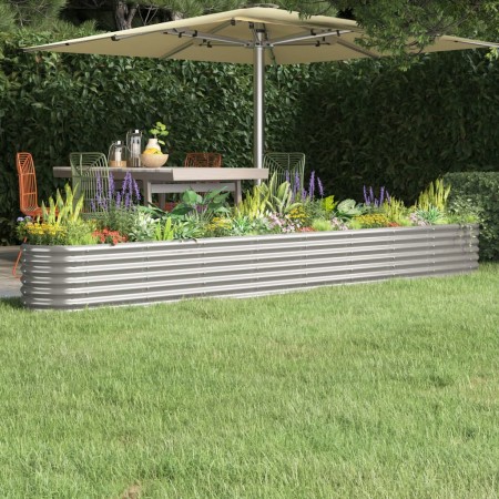 Jardinera arriate acero recubrimiento polvo plata 332x40x36 cm by vidaXL, Pots and planters - Ref: Foro24-318887, Price: 66,4...