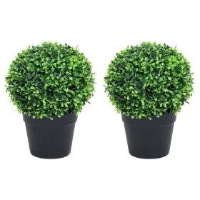 Plantas de boj artificial 2 uds forma bola maceta verde 37 cm