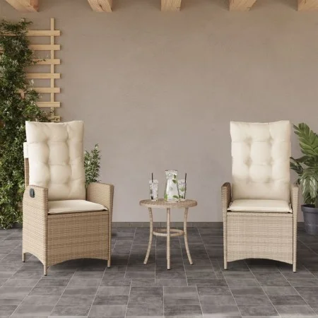 Garten-Liegestühle mit beigen Kissen, 2 Stück, aus PE-Rattan. von vidaXL, Gartenstühle - Ref: Foro24-365268, Preis: 256,42 €,...