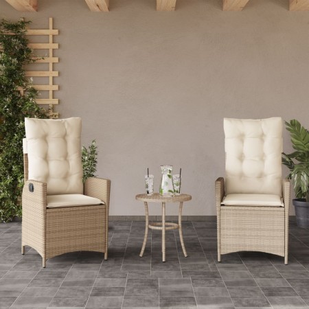 Sillones reclinables de jardín con cojines beige 2 uds ratán PE by vidaXL, Garden chairs - Ref: Foro24-365268, Price: 227,89 ...
