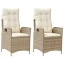 Sillones reclinables de jardín con cojines beige 2 uds ratán PE de vidaXL, Sillas de jardín - Ref: Foro24-365268, Precio: 256...
