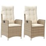 Sillones reclinables de jardín con cojines beige 2 uds ratán PE by vidaXL, Garden chairs - Ref: Foro24-365268, Price: 227,89 ...
