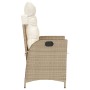 Sillones reclinables de jardín con cojines beige 2 uds ratán PE